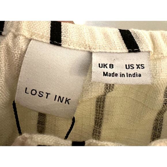 **NWT** Lost Ink – Striped Bardot Top – Ivory/Black Stripe – XS - Picture 2 of 7